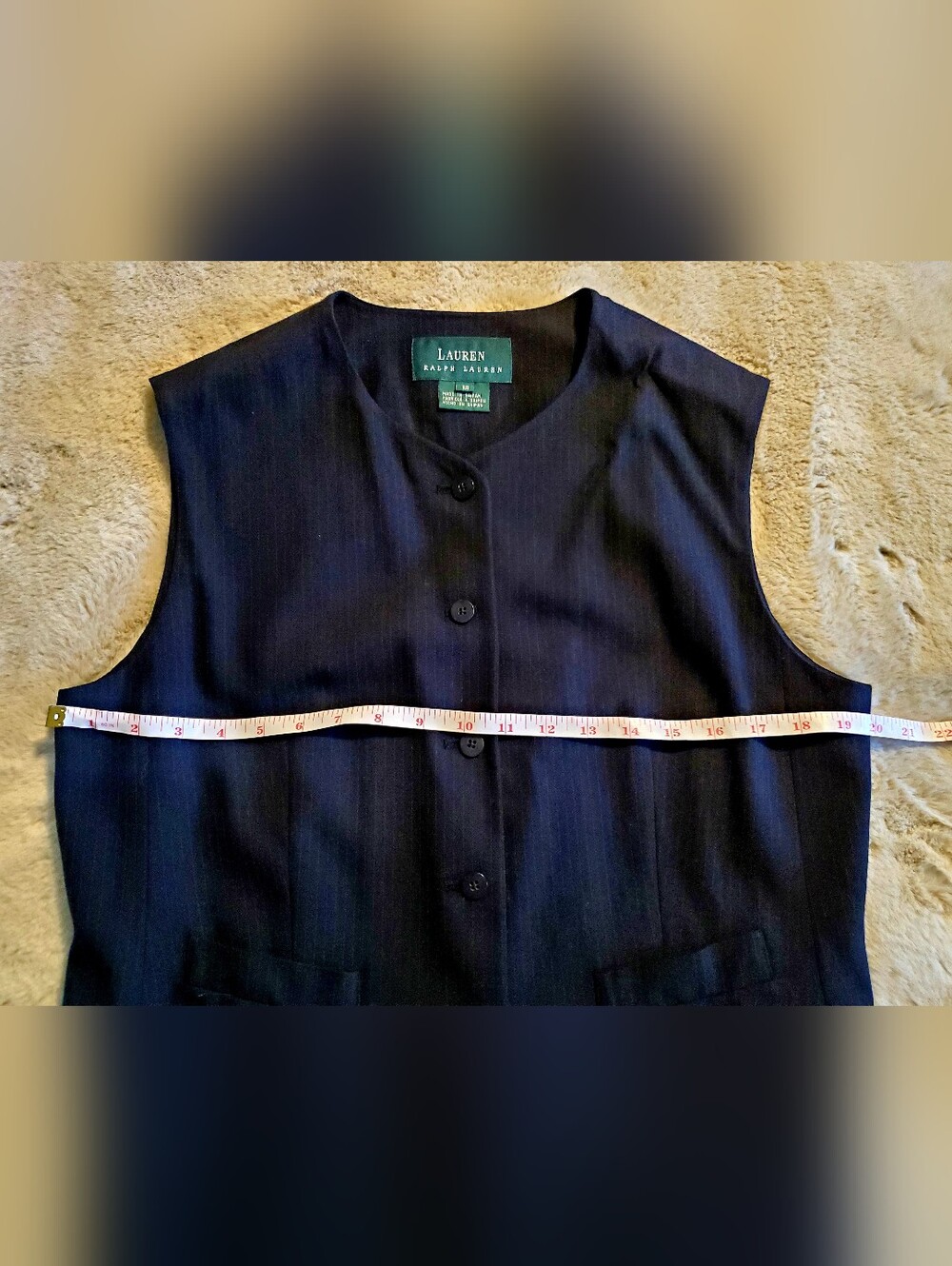 Lauren Ralph Lauren Vintage Y2K Black Pinstripe Vest 12 Equestrian Old Money - Picture 6 of 10